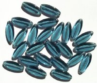 25 20x8mm Transparent Montana Blue Long Flat Oval Beads